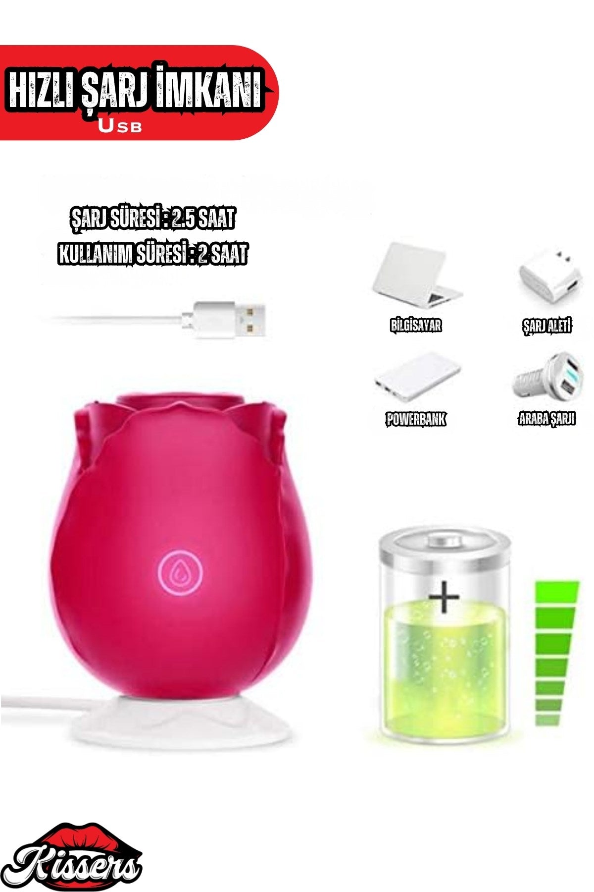 Gül Rose Tasarımlı Klitoris Titreşimli Emişli Şarjlı Soft Silikon Vakumlu Vibratör