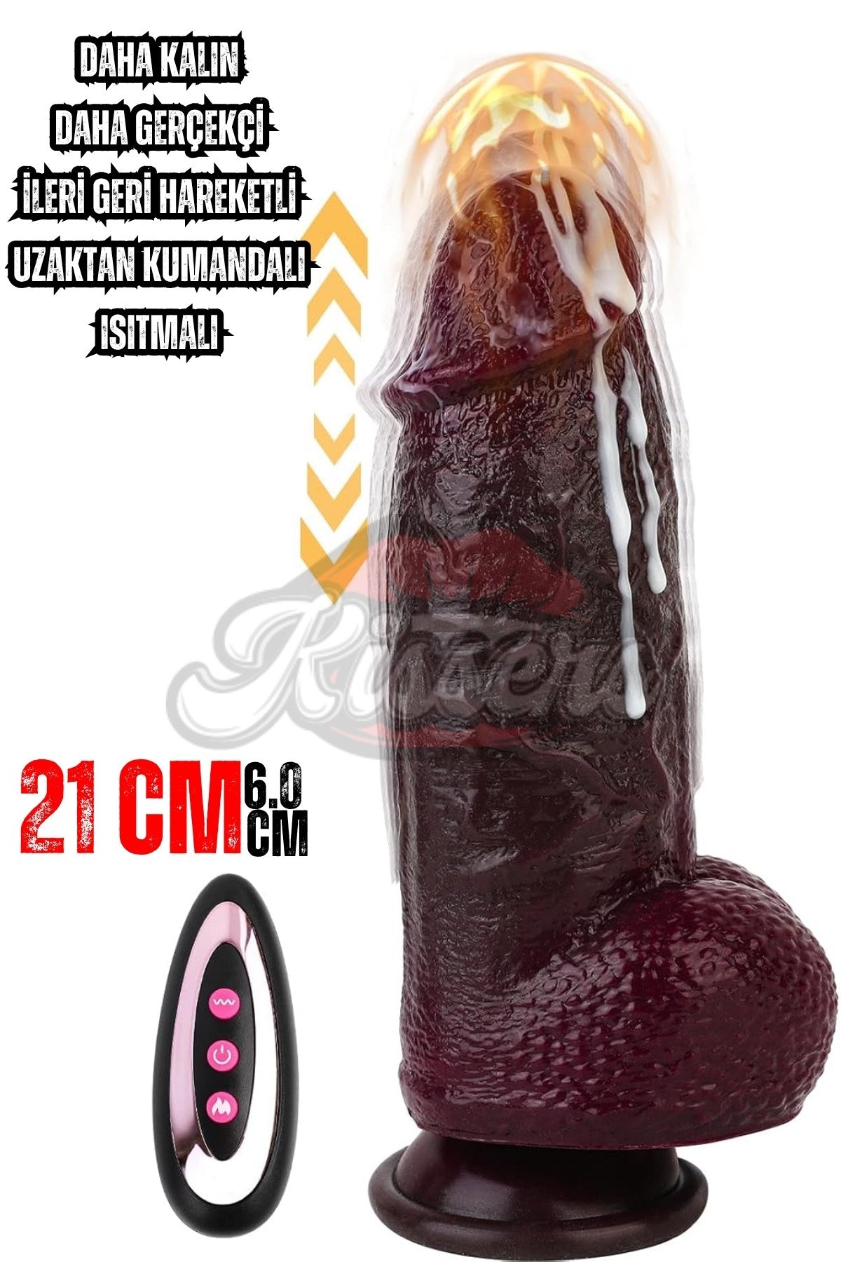 Uzaktan Kumandalı İleri Geri Hareketli Isıtmalı Ultra Realistik Kalın Penis Dildo 21 Cm