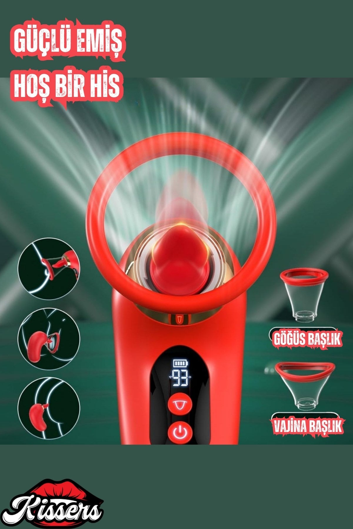 Telefon Kontrollü Emişli Titreşimli Dil Hareketli Göğüs Ve Vajina Başlıklı Vakum Vibratör