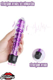 Yumuşak Dokulu Titreşimli Tırtıklı Pilli Jel Vibratör Penis Mor 18 Cm