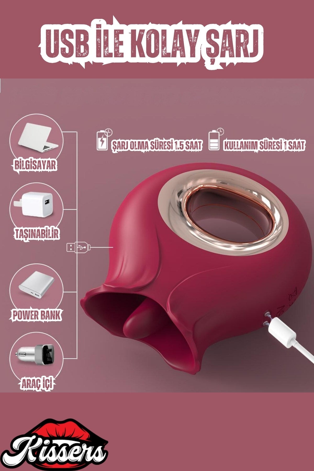 Cinsel Oyuncak Klitoris ve Meme Ucu Uyarılcılı Güçlü Titreşimli Dil Darbeli Vibratör 9.4 Cm