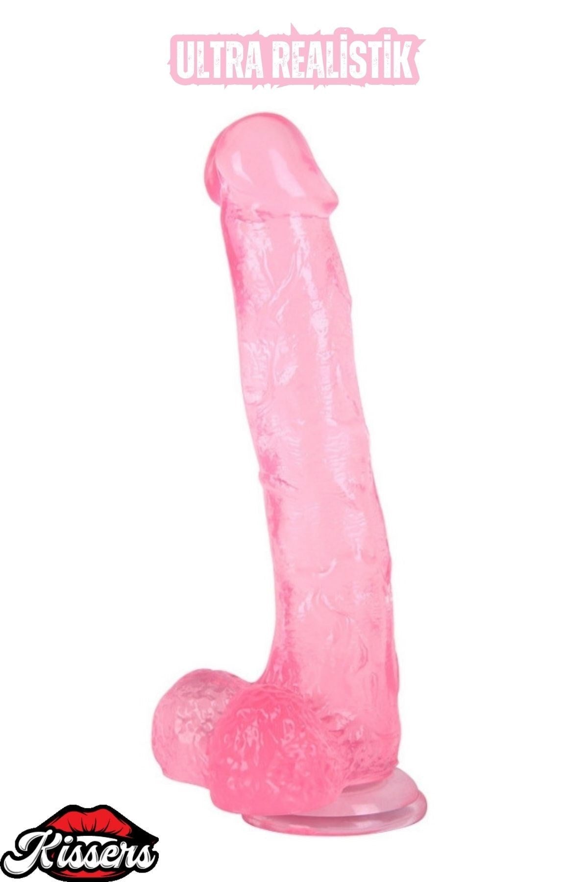 Ultra Realistik Damarlı Bükülebilir Vantuzlanabilir Jel Dokusunda pembe Dildo Penis 25.5 Cm