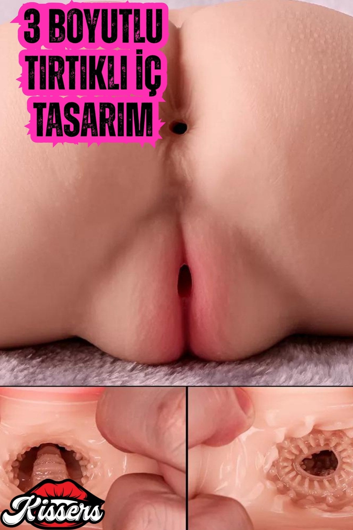 Gerçekçi Boyutta Kalça Mastürbatör Cinsel Oyuncak Çift Girişli Titreşimli Anal Vajina 1.9 Kg