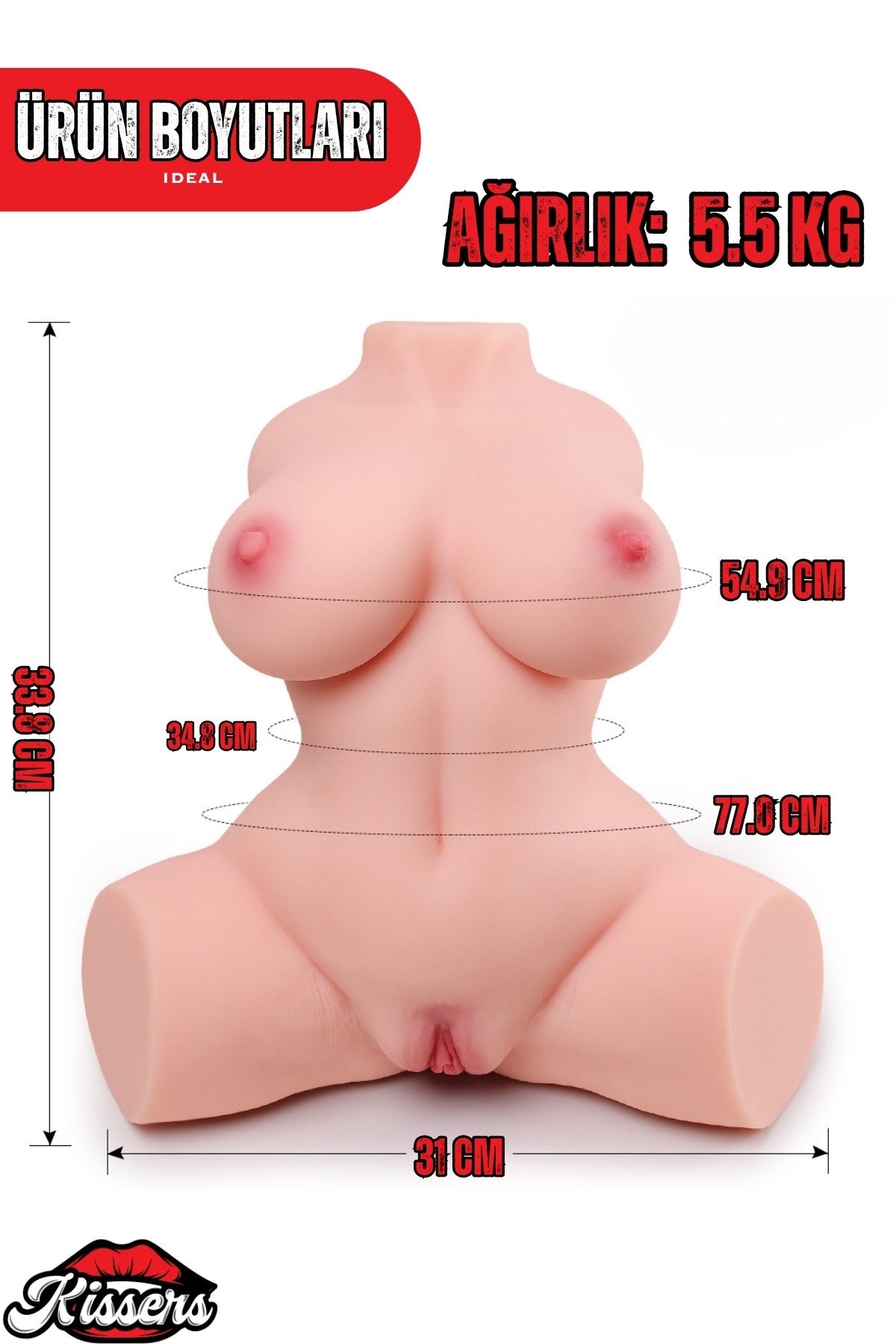 Yeni Nesil Anal Vajinal Titreşimli Isıtmalı 5.5 Kg 33 Cm Realistik Manken Mastürbatör