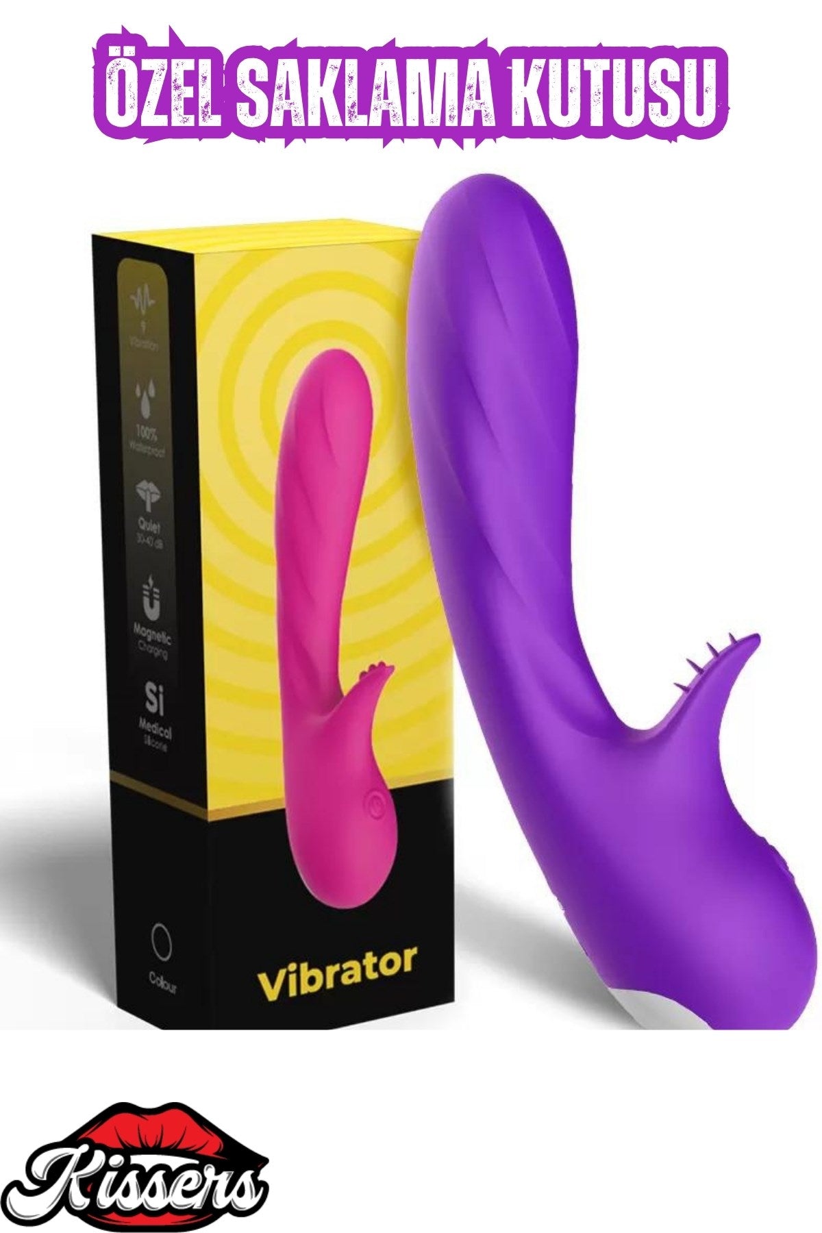 Cinsel Oyuncak Klitoris ve G Nokta Uyarıcılı Güçlü Titreşimli Sıvı Geçirmez Vibratör Mor 18 Cm