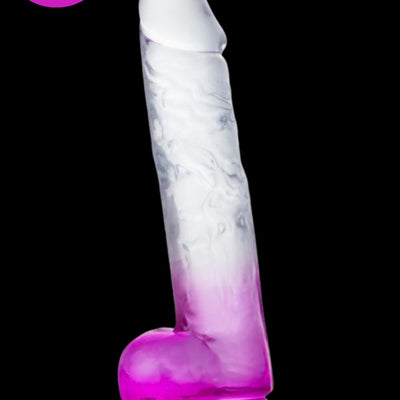 Cinsel Oyuncak Şeffaf Mor Renk Vantuzlanabilir Jel Dokusunda Ultra Realistik Penis Dildo 23 Cm