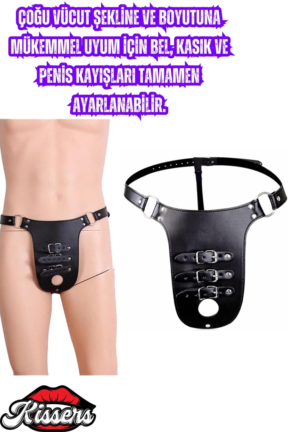 Bsdm Ayarlanabilir Esaret Kemeri Erkek Bekaret Kafesi Askılı Deri Külot Fantezi Penis Kilidi