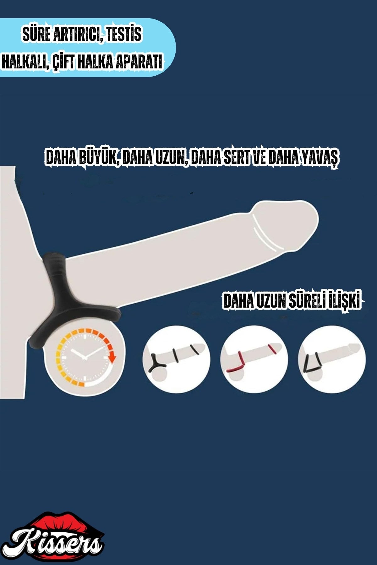Ultra Esnek Yapıda Elastik Yumuşak Silikon Dokulu Rahat Takılabilir Penis Halkası Set 7/li