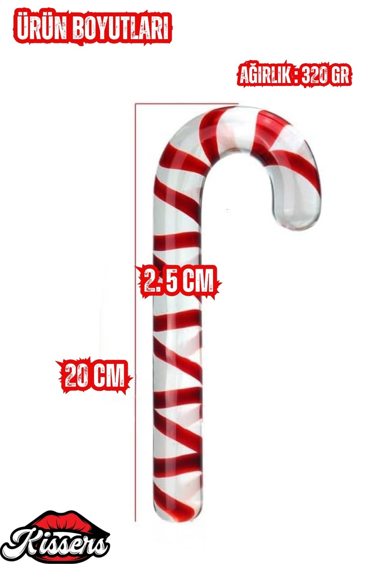 Yılbaşı Özel Kırmızı Baston Şeker Kırılmaz Anal Ve Vajinal Uyarıcılı  Anal Butt Plug Cam Dildo