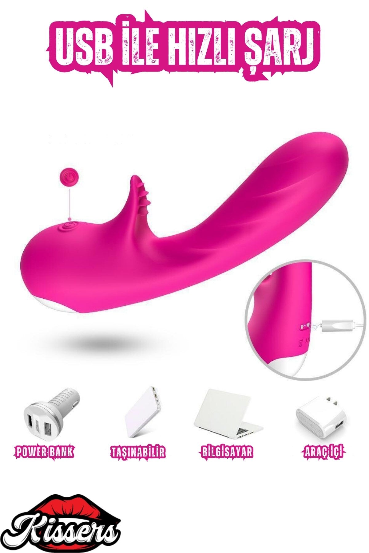 Cinsel Oyuncak Klitoris ve G Nokta Uyarıcılı Güçlü Titreşimli Sıvı Geçirmez Vibratör Pembe 18 Cm