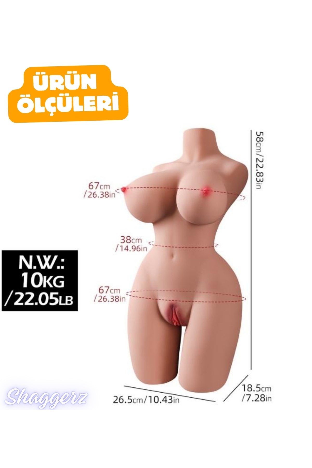 Büyük Göğüslü Dolgun Silikon Type Bacak Oynar İşlevli Anal Vajinal Realistik Manken 10 Kg
