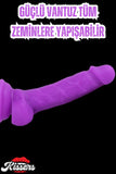 Cinsel Oyuncak Mor Renk Vantuzlanabilir Ultra Yumuşak Dokuda Realistik Penis Dildo 17.5 Cm