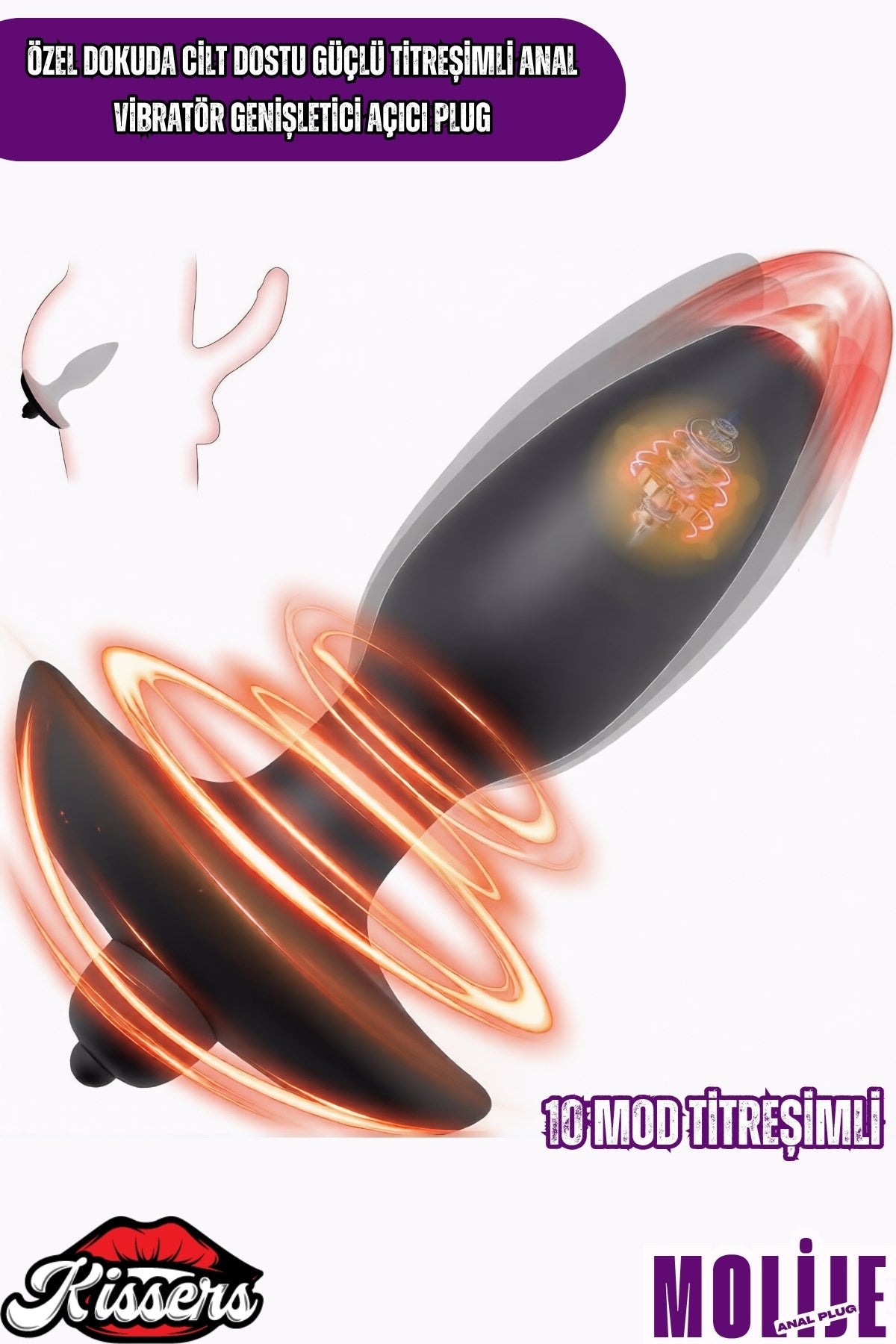 Özel Dokuda üçlü Titreşimli Prostat ve Anal Uyarıcı Vibratör Genişletici Açıcı Plug