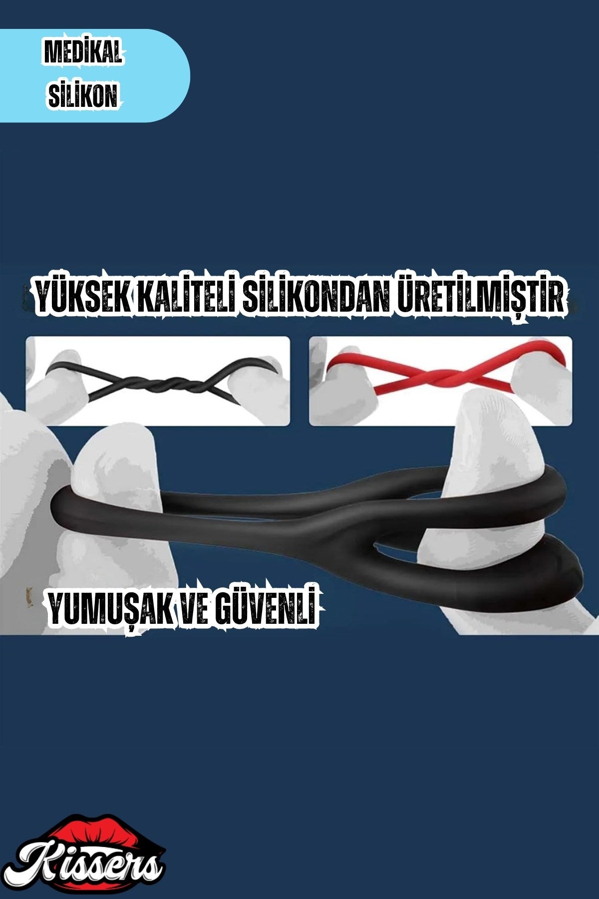 Ultra Esnek Yapıda Elastik Yumuşak Silikon Dokulu Rahat Takılabilir Penis Halkası Set 7/li