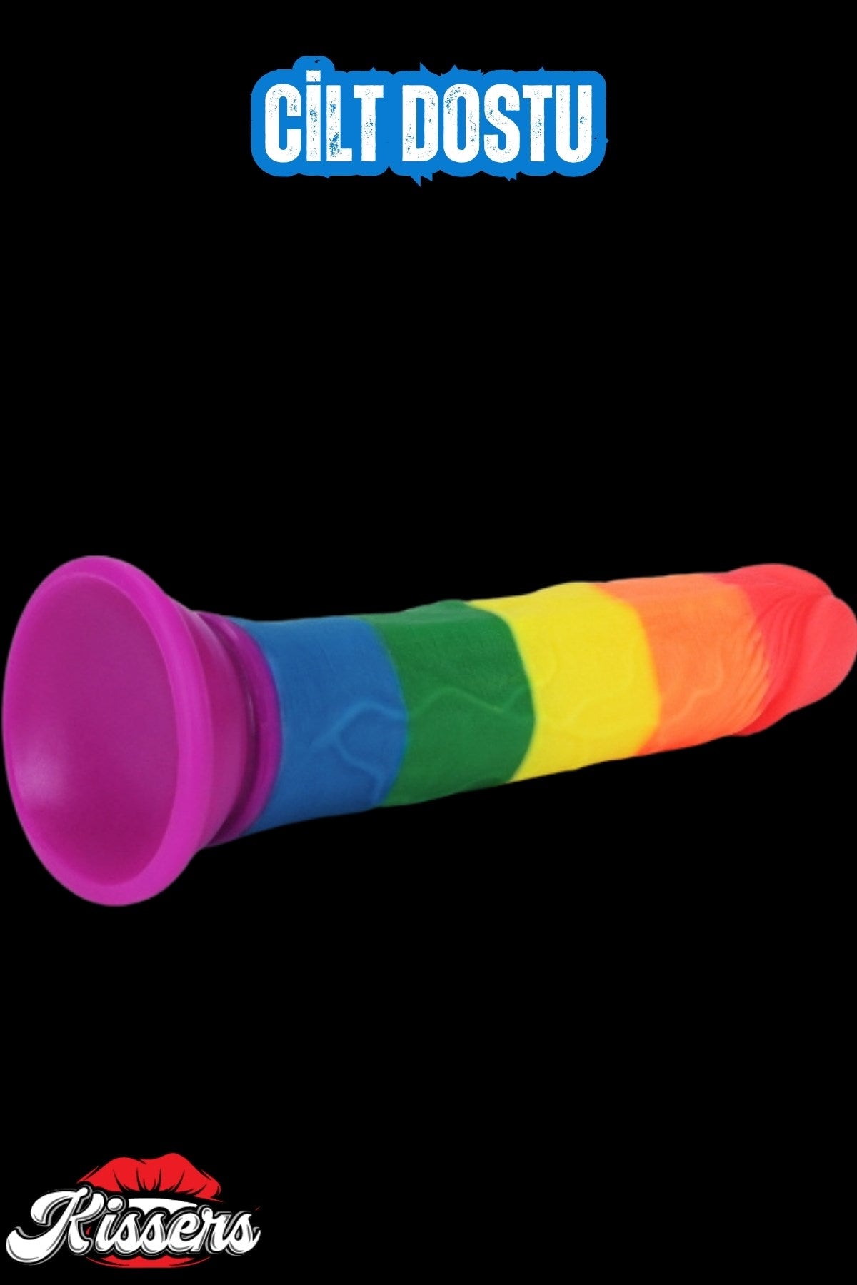 Cinsel Oyuncak Jel Dokusunda Ultra Realistik Gökkuşağı Renkli Yapay Penis Dildo 20.5 cm