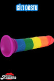 Cinsel Oyuncak Jel Dokusunda Ultra Realistik Gökkuşağı Renkli Yapay Penis Dildo 20.5 cm