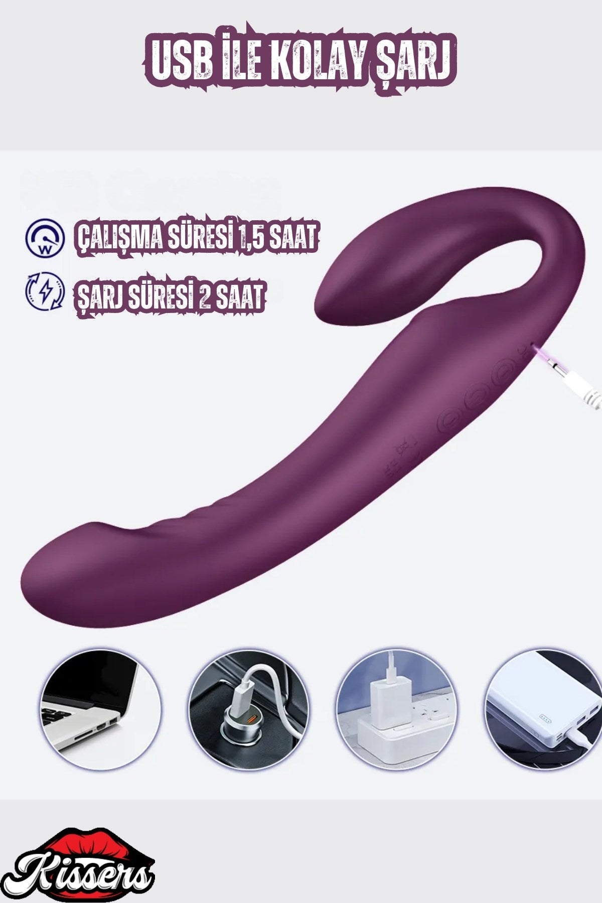 Alice Şarjlı Uzaktan Kumandalı Rotasyon Hareketli Çift Taraflı Strapless Strapon Vibratör