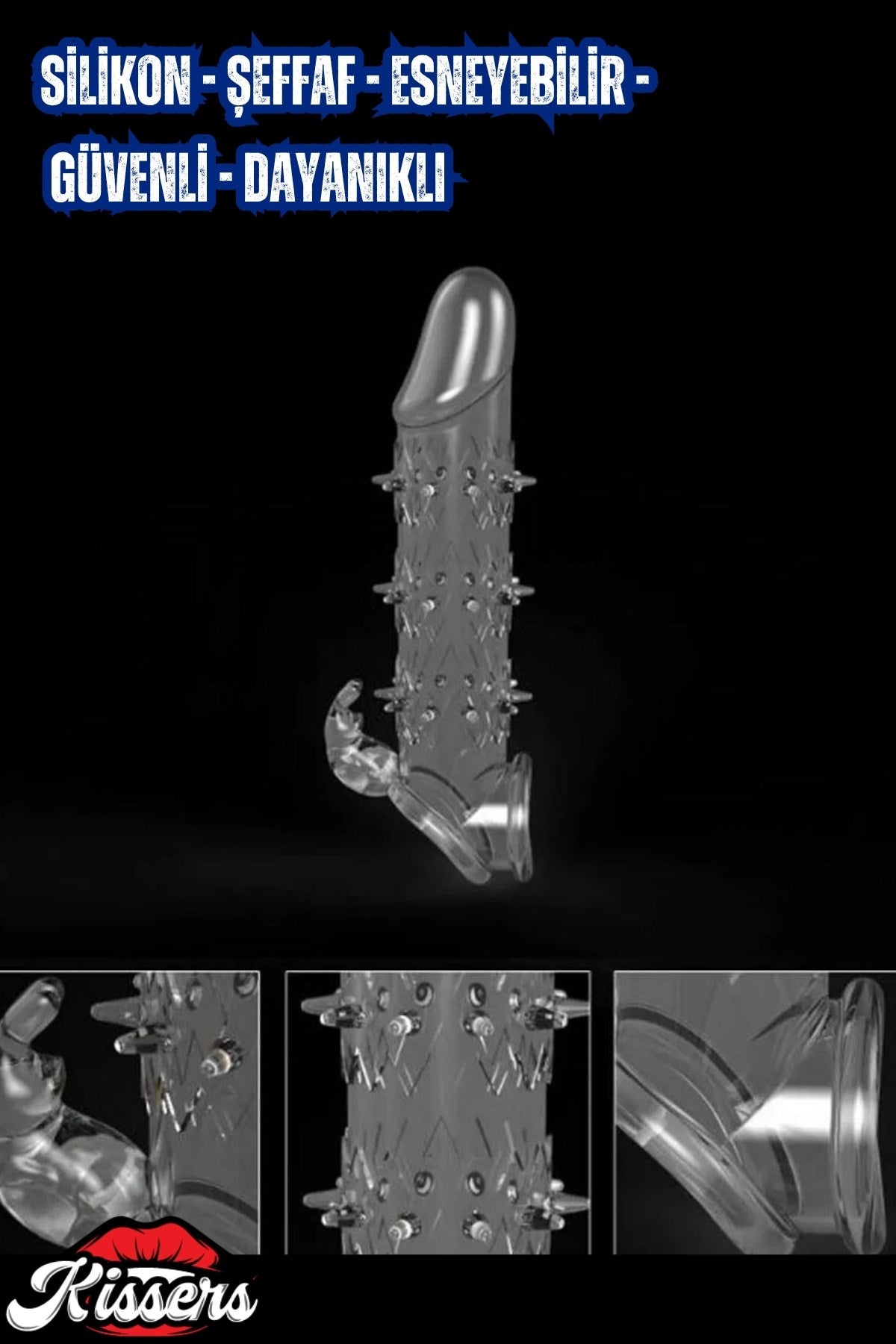 Geç Boşalma Sağlayıcı Halkalı Şeffaf Testis Halkalı Silikon Tırtıklı Penis Kılıfı