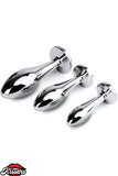 Paslanmaz Çelik  Gümüş Mücevher Kavisli  Lüks Anal Plug Set  Ve Tıkaç Set 3'Lü