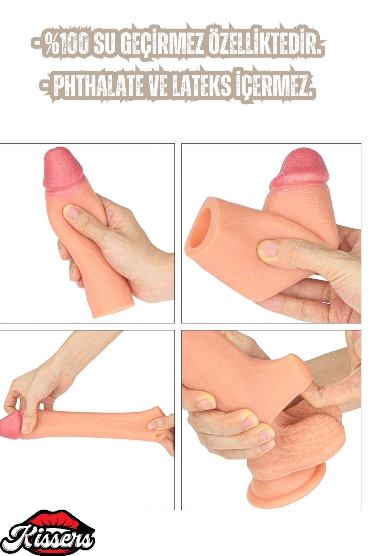 4.5 CM 17 CM Dolgulu Premium Ten Rengi Silikon Testissiz Penis Kılıfı