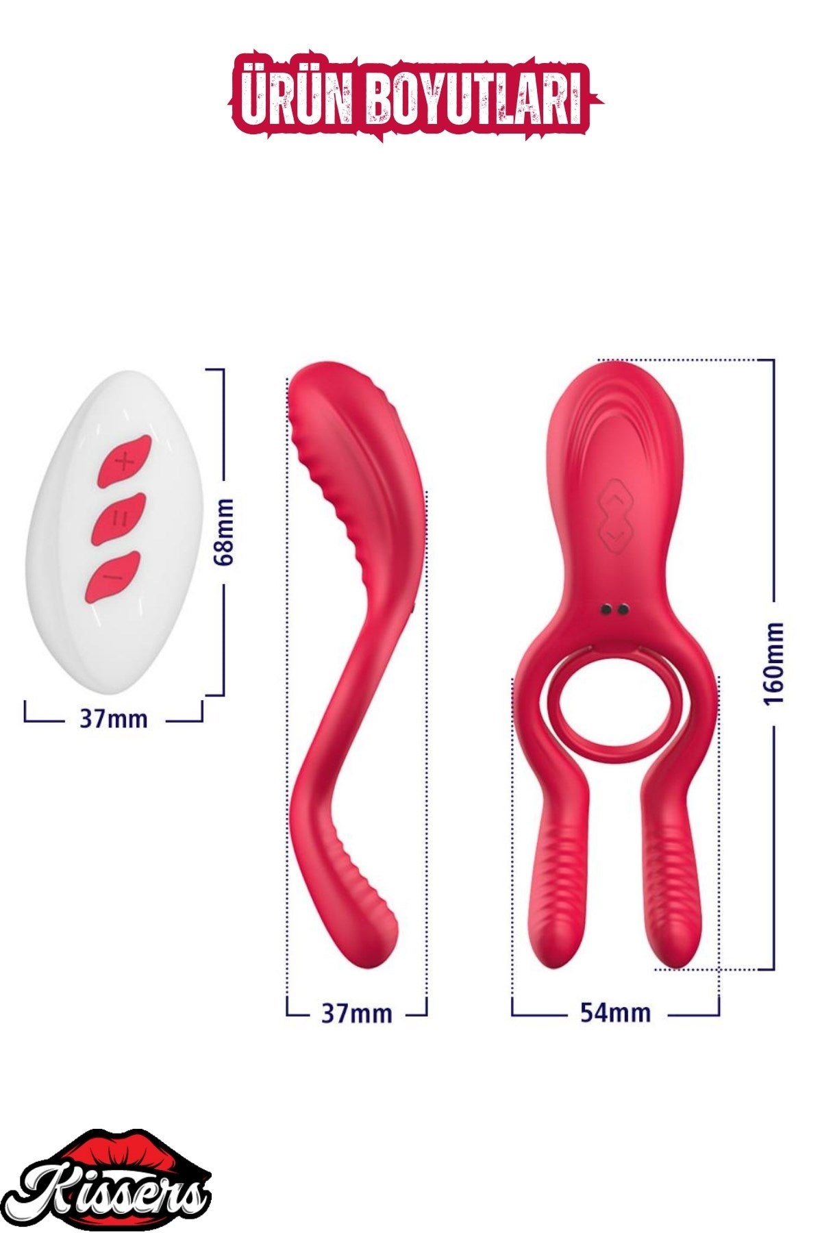 Şarjlı Uzaktan Kumandalı Klitoris Uyarıcı Vibratör Perine Uyarıcı Penis Halkası Kırmızı Vibratör