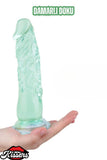 Ultra Realistik Damarlı Bükülebilir Vantuzlanabilir Jel Dokusunda Yeşil Dildo Penis 20 Cm