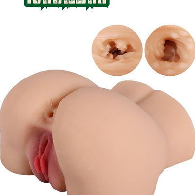 Gerçekçi Boyutta Kalça Mastürbatör Cinsel Oyuncak Çift Girişli Titreşimli Anal Vajina 1.1 Kg