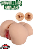 Gerçekçi Boyutta Kalça Mastürbatör Cinsel Oyuncak Çift Girişli Titreşimli Anal Vajina 1.1 Kg