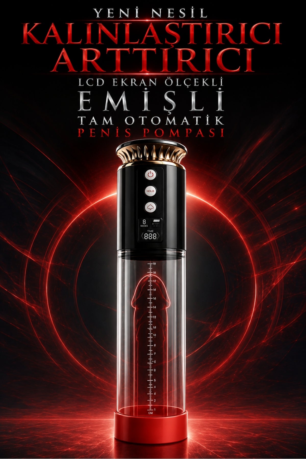 Yeni Nesil Kalınlaştırıcı Arttırıcı Lcd Ekran Ölçekli Emişli Tam Otomatik Penis Pompası