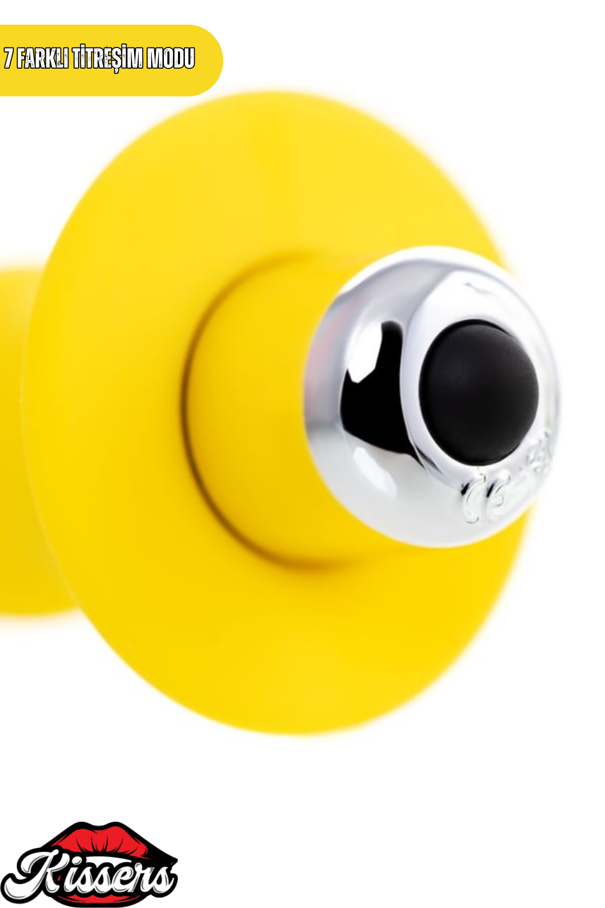 Lancy Titreşimli Silikon Boğumlu Kavisli Anal Plug 11 cm Sarı Tırtıklı Uyarıcılı