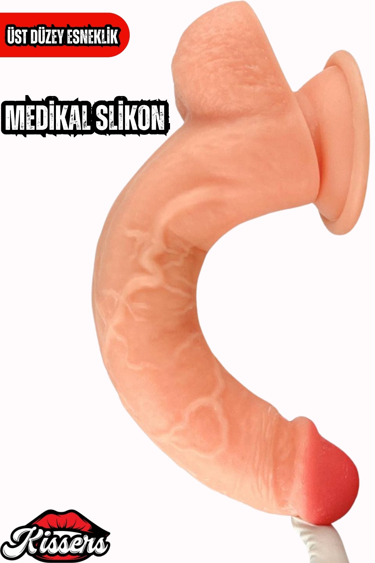Kablolu Kumandalı Vantuzlu Güçlü Titreşimli Gerçekçi Yapay Penis Realistik Dokuda Ten Dildo 23 cm 2