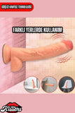 Kablolu Kumandalı Vantuzlu Güçlü Titreşimli Gerçekçi Yapay Penis Realistik Dokuda Ten Dildo 23 cm 2