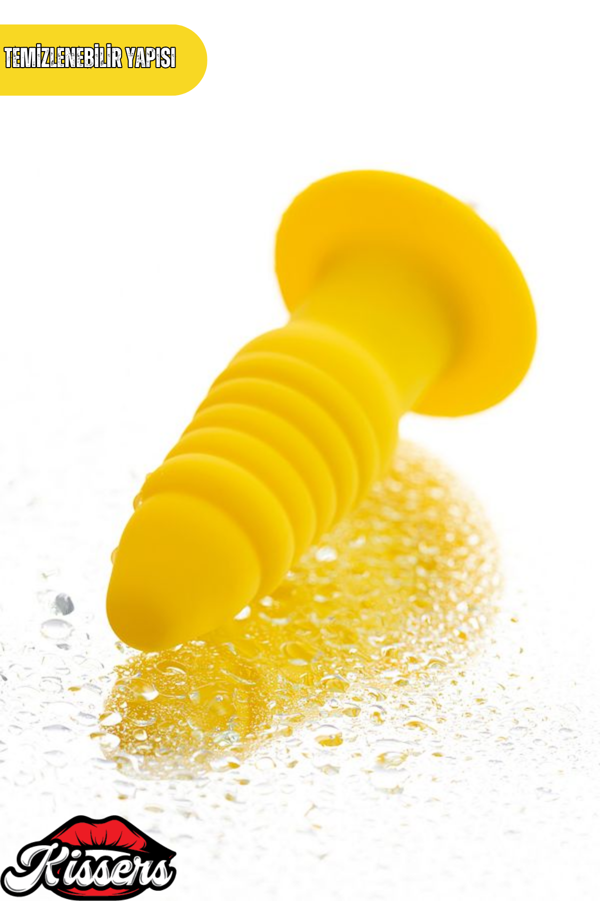 Lancy Titreşimli Silikon Boğumlu Kavisli Anal Plug 11 cm Sarı Tırtıklı Uyarıcılı