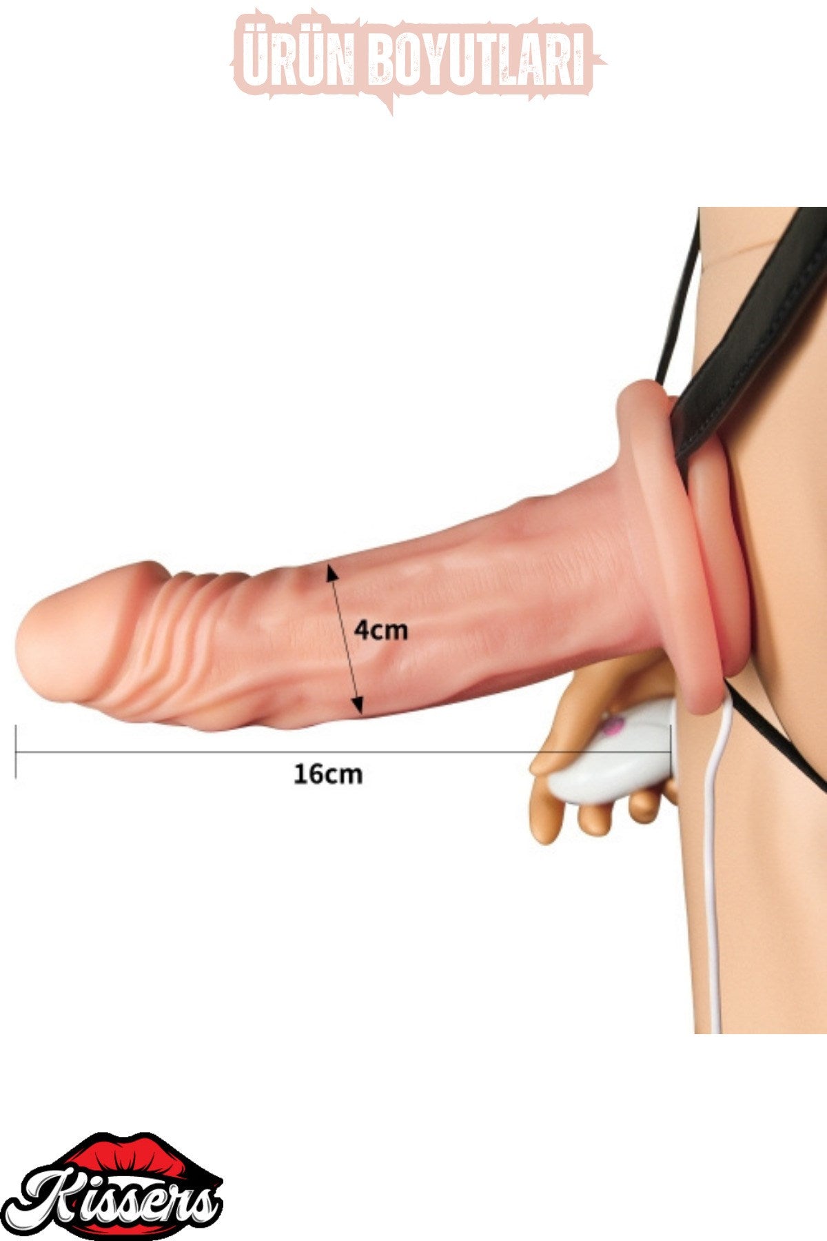 Strap On Belden İçi Boş Bağlamalı Çift Taraflı Penis Dildo 19 Cm