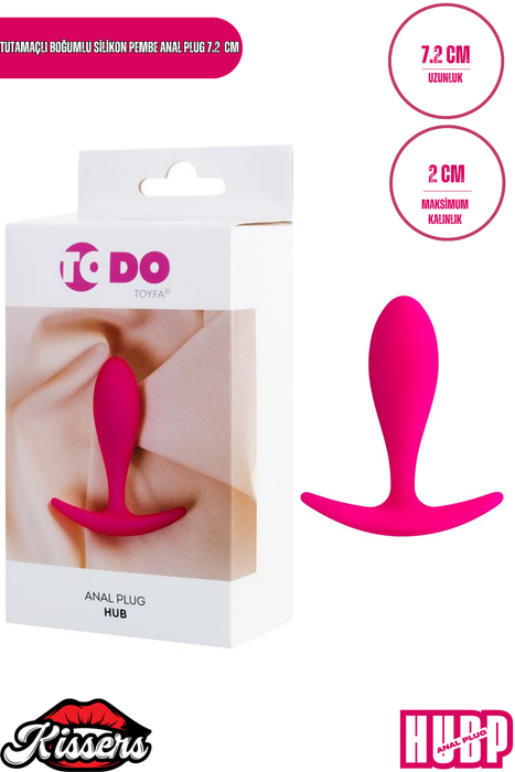Hub Tutamaçlı Boğumlu Silikon Anal Plug 7,2 cm Pembe Medikal Silikon