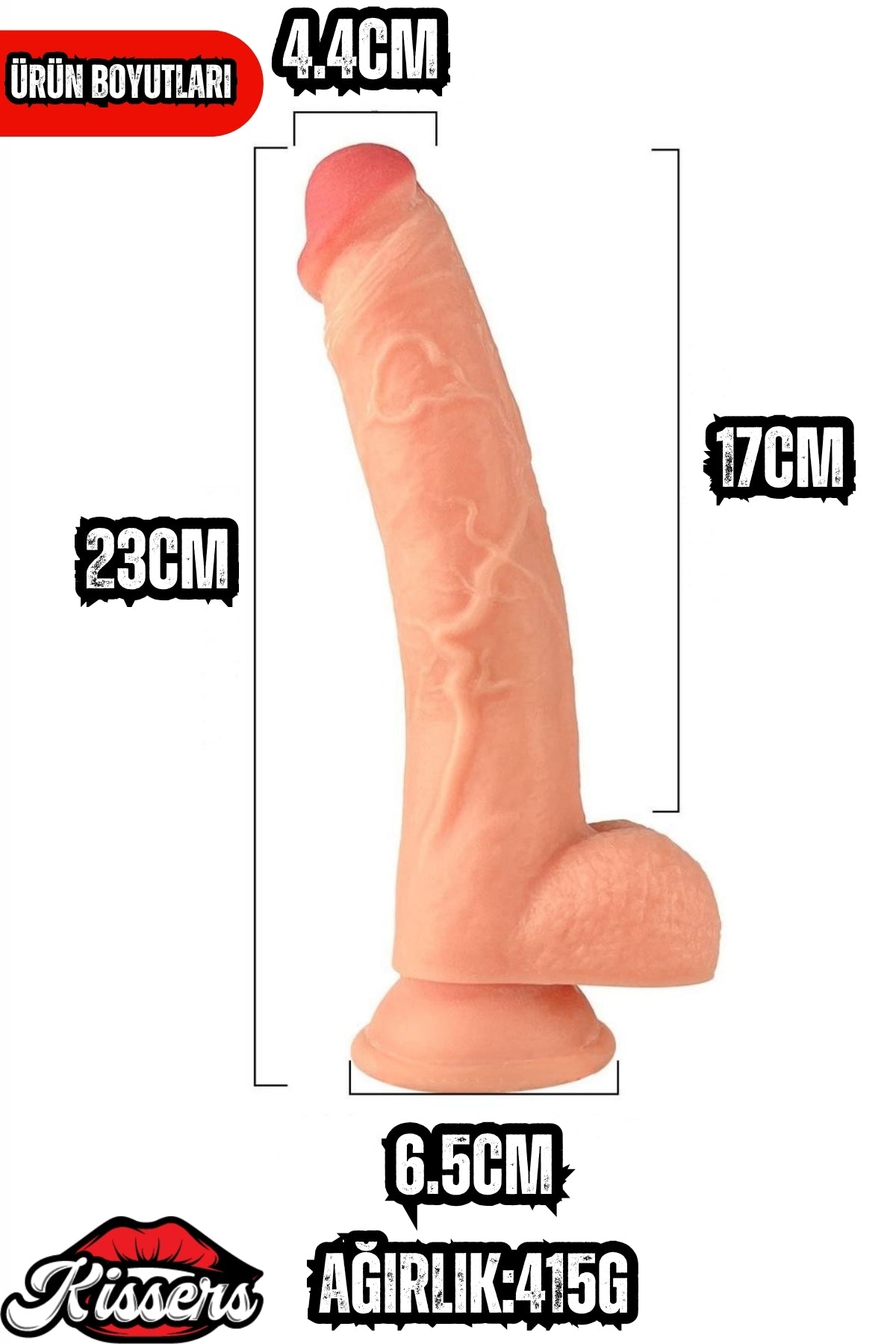 Kablolu Kumandalı Vantuzlu Güçlü Titreşimli Gerçekçi Yapay Penis Realistik Dokuda Ten Dildo 23 cm 2