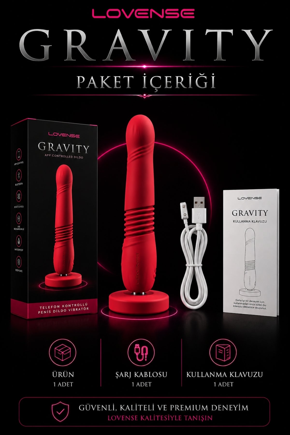 Lovense Dünyanin Her Yerinden Kontrol Edilebilen Gravity Telefon Kontrollü Giyilebilir Güçlü Titreşimli Vibratör
