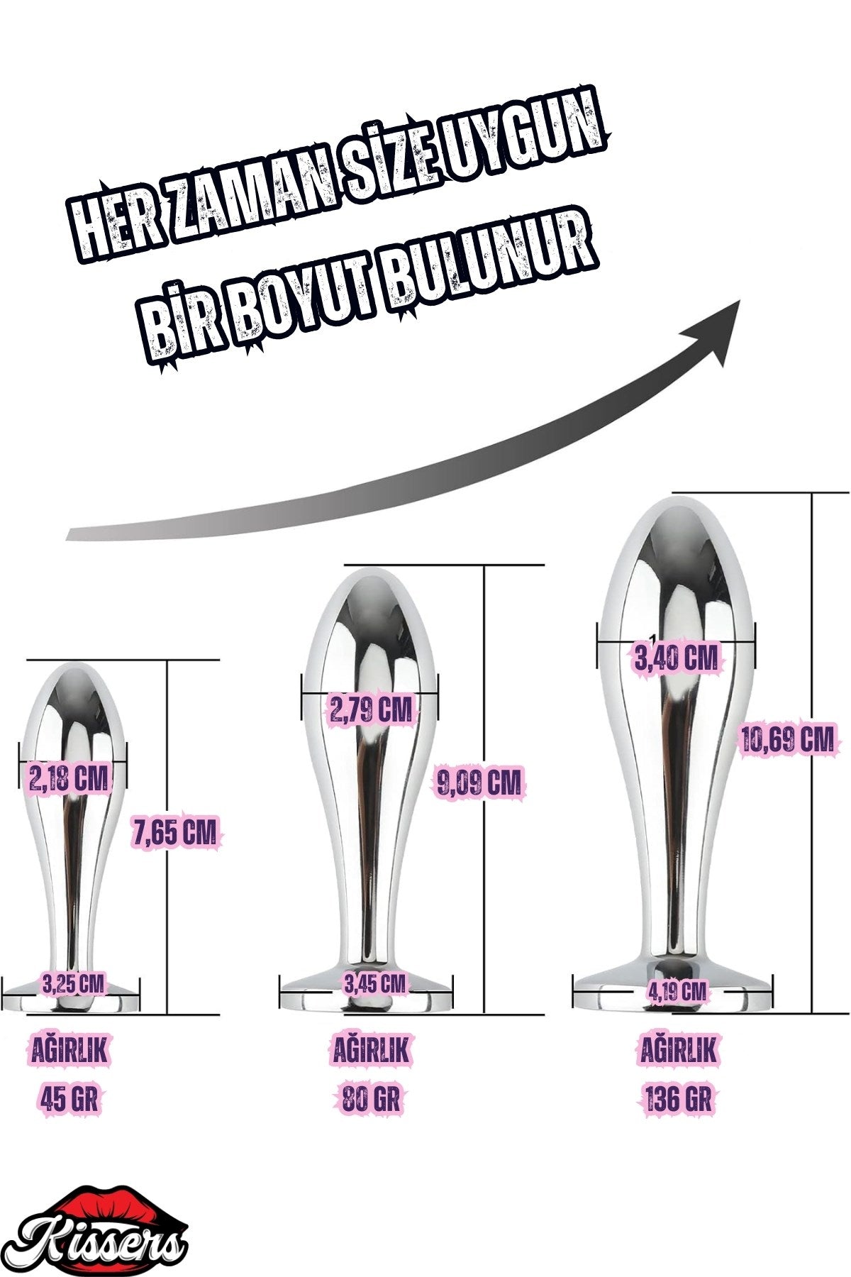 Paslanmaz Çelik  Gümüş Mücevher Kavisli  Lüks Anal Plug Set  Ve Tıkaç Set 3'Lü
