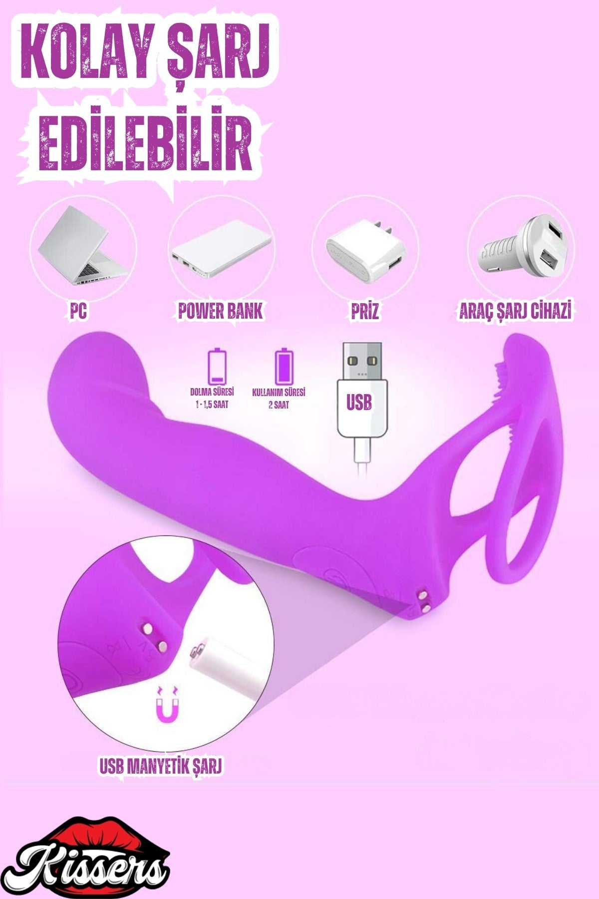 Cinsel Şarjlı Kablosuz Kumandalı Çift Penetrasyon Testis ve Penis Yüzüğü Klitoris Uyarıcı Vibratör