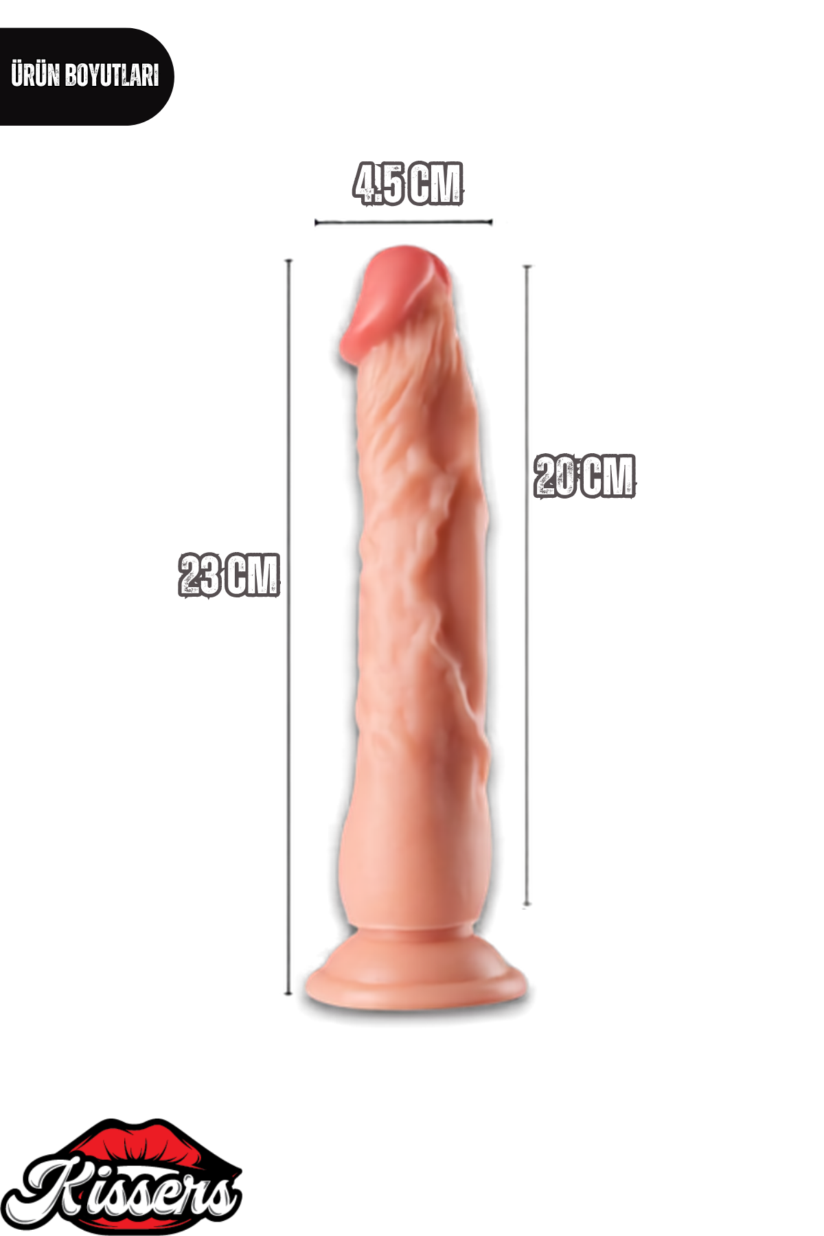 Gerçekçi Realistik Dokuda Vantuzlu Dildo Yapay Sert Penis 23 cm
