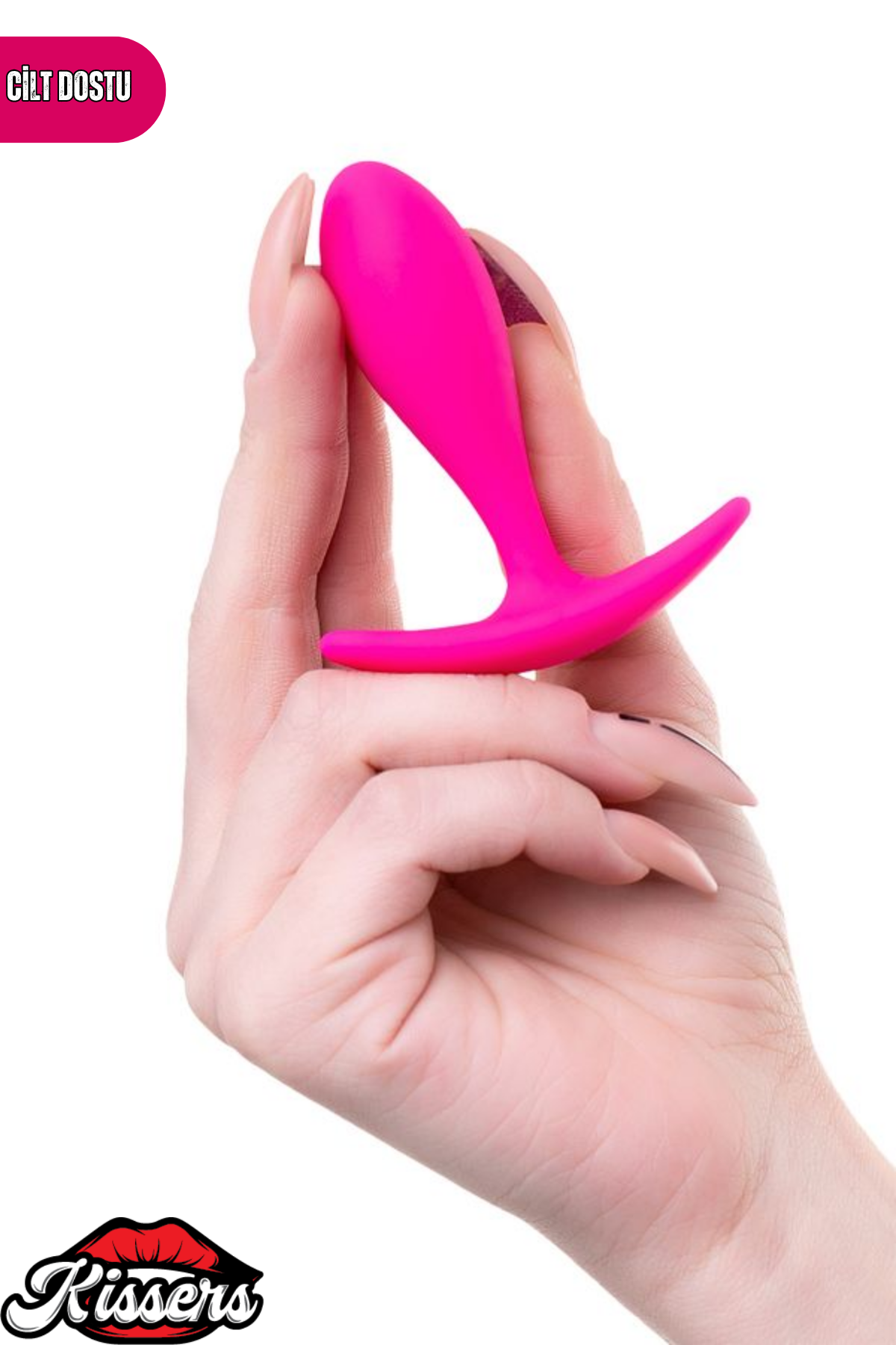 Hub Tutamaçlı Boğumlu Silikon Anal Plug 7,2 cm Pembe Medikal Silikon