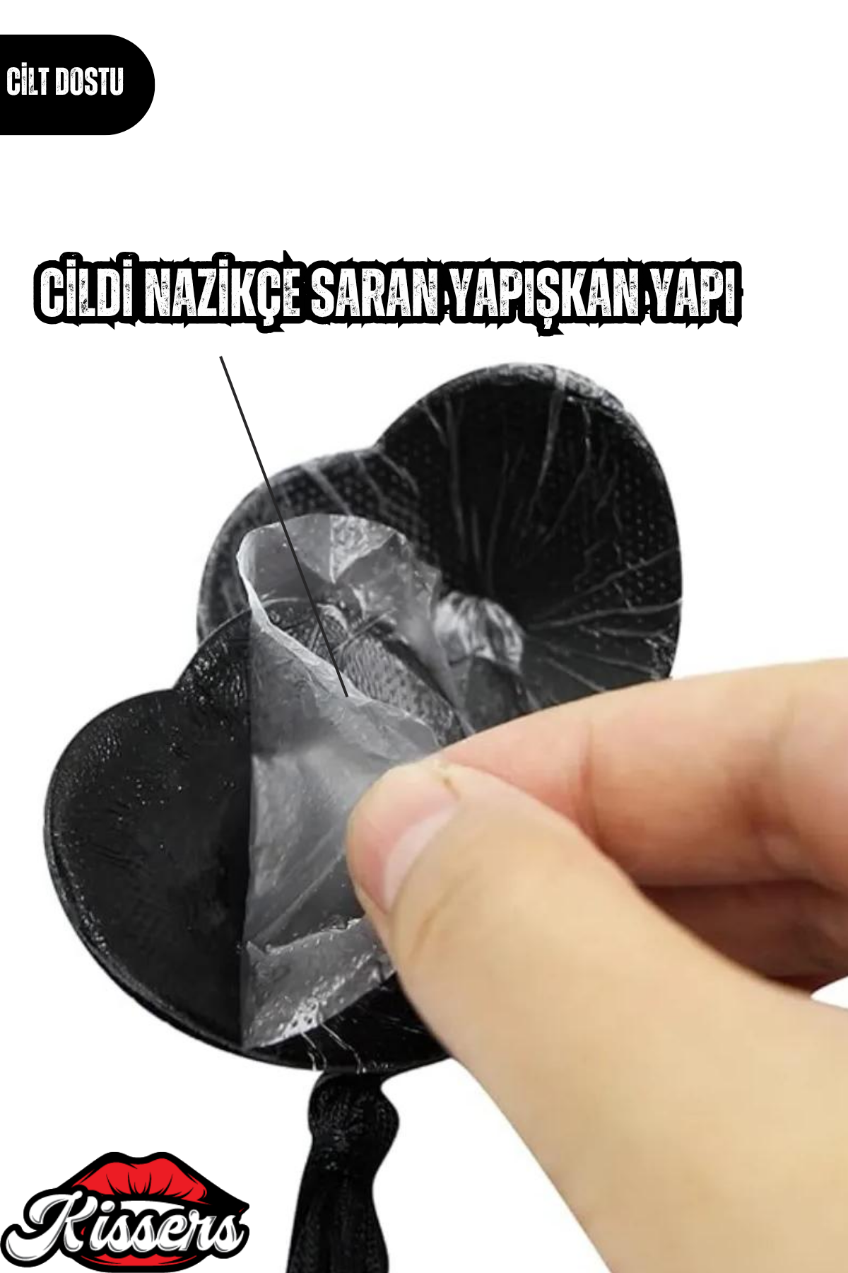 Gıdıklayıcı Püsküllü Yapışkanlı Siyah Parıltılı Kalp Şeklinde Meme Ucu Gizleyici Göğüs Aksesuarı
