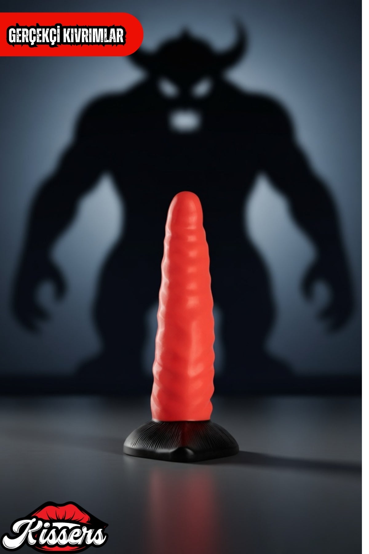 Ultra Gerçekçi Büyük Boy Realistik Kalın Monster Kraken Kırmızı Dildo Yapay Penis 21 cm