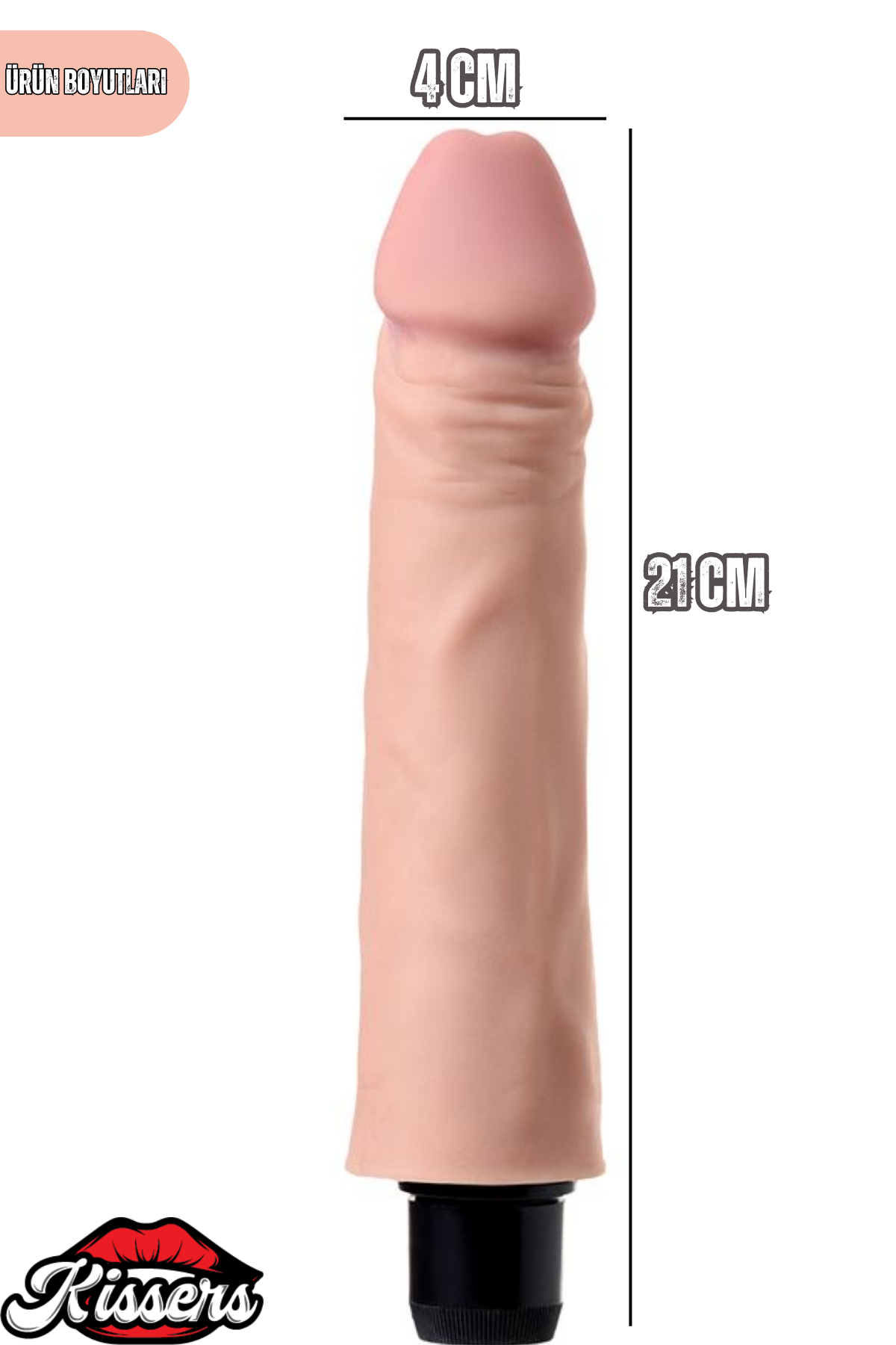 Gerçekçi Dokulu Titreşimli Yapay Penis Dildo 21 Cm Pil Çalışan Kademe Ayarlı TPE Vibratör