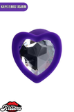 Diamond Heart Gümüş Kalpli Taşlı Silikon Anal Plug 7,2 cm Mor Medikal Silikon