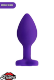 Diamond Heart Gümüş Kalpli Taşlı Silikon Anal Plug 7,2 cm Mor Medikal Silikon
