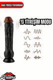 Kablolu Kumandalı Vantuzlu Güçlü Titreşimli Gerçekçi Yapay Penis Realistik Dokuda Zenci Dildo 23 cm