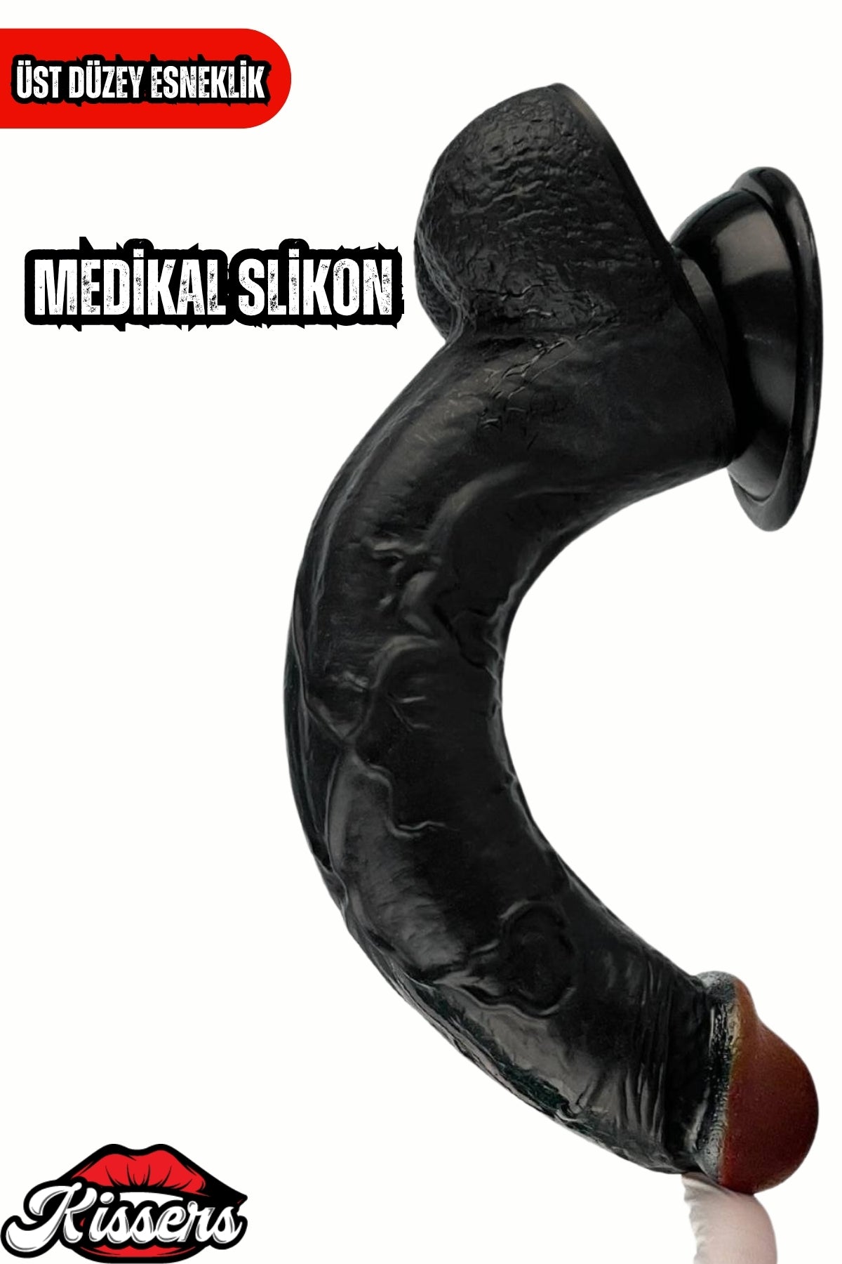 Kablolu Kumandalı Vantuzlu Güçlü Titreşimli Gerçekçi Yapay Penis Realistik Dokuda Zenci Dildo 23 cm