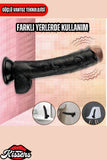 Kablolu Kumandalı Vantuzlu Güçlü Titreşimli Gerçekçi Yapay Penis Realistik Dokuda Zenci Dildo 23 cm