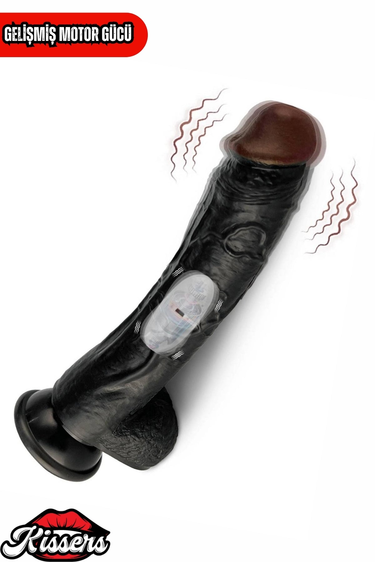 Kablolu Kumandalı Vantuzlu Güçlü Titreşimli Gerçekçi Yapay Penis Realistik Dokuda Zenci Dildo 23 cm